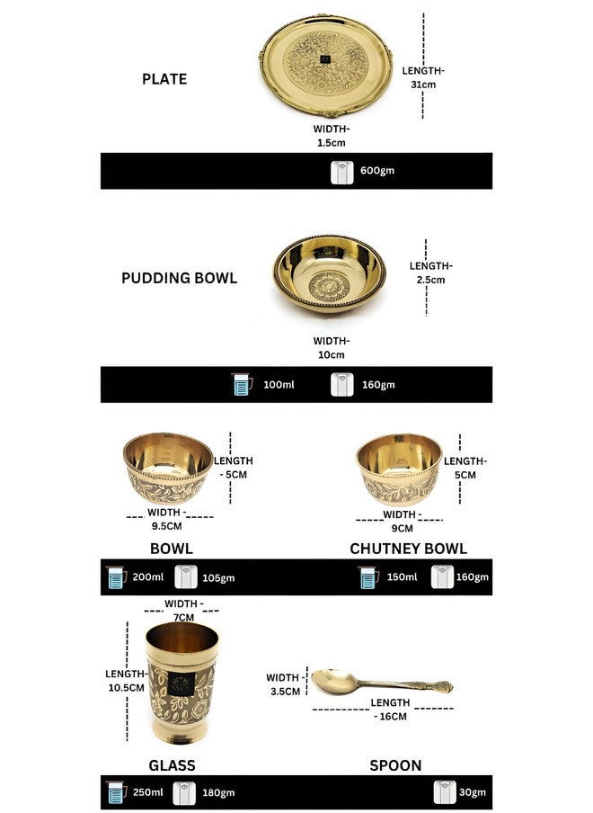 Nyra Kitchenware Traditional Bronze Floral Brass Dishwasher Safe 6 Piece Dinner Set - Image 4
